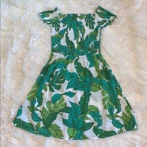Floral Green Print Off-the-Shoulder Dress